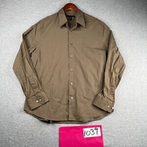 Express Shirt XL Brown Nodern Fit Stretch Casual Button Up Long Sleeve Mens